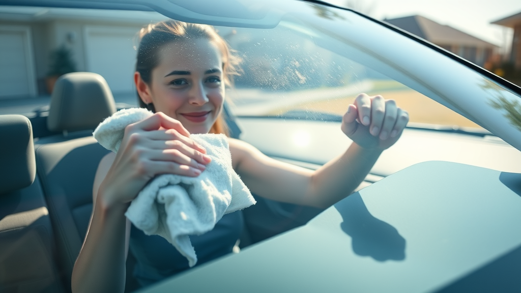 car owner cleaning modern windshield, sparkling auto glass, Aurora CO