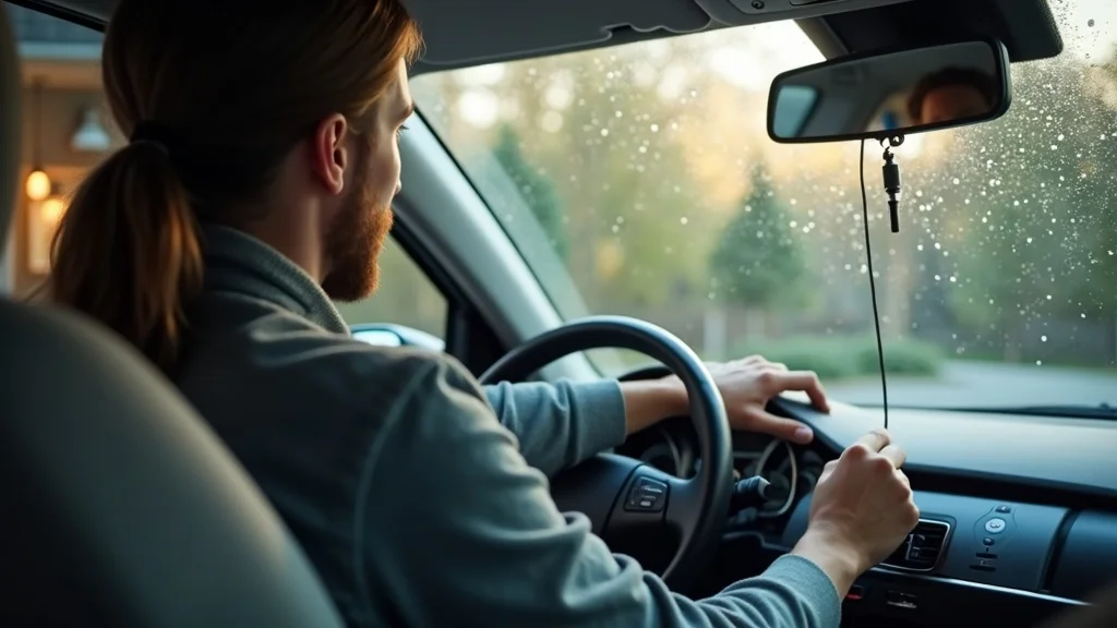 Close-up of a rain sensor on a car windshield during windshield replacement calibration process